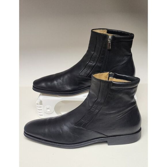 Bruno Magli M01575 Men's Raspino Black Leather Ankle Boots Size 11M - Picture 2 of 13
